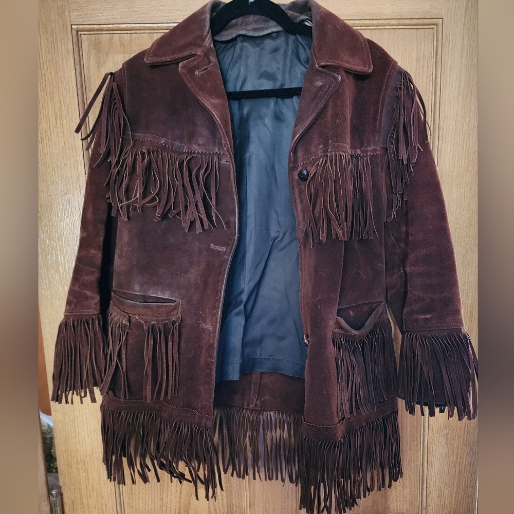 Vintage 60s/70s Heavy Fringe Button Suede Women Western Jacket BENIFITS CHARTIY